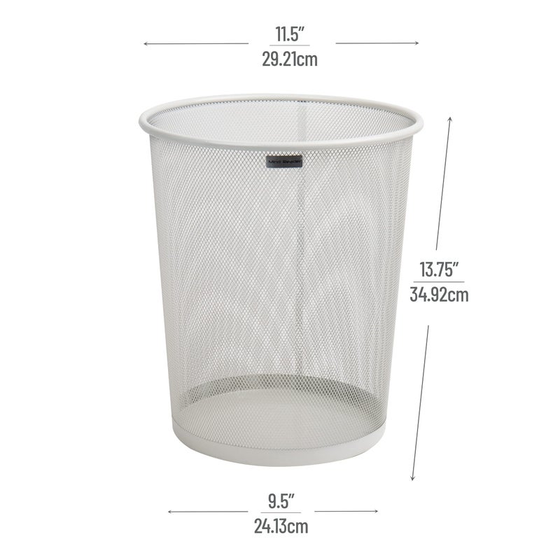 Mind Reader Mesh Trash Can, 16.65L (4.4 gal), Waste Paper Basket, Round, Office, Metal Mesh, White - Image 3